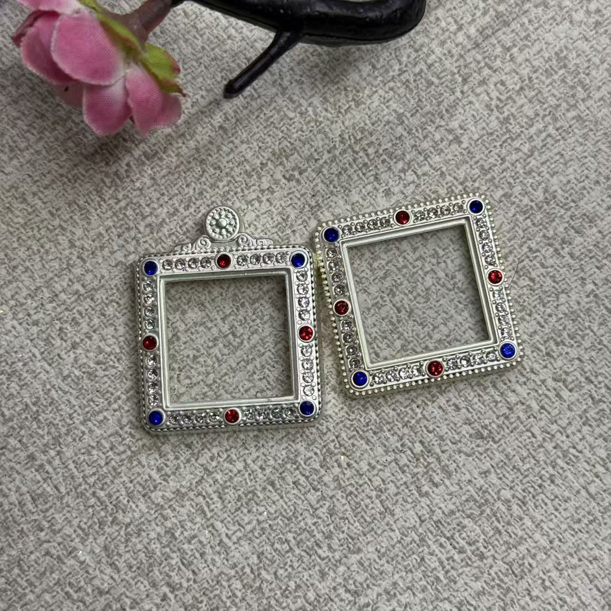 Small Double-sided Hollow Square Amulet Round Pendant