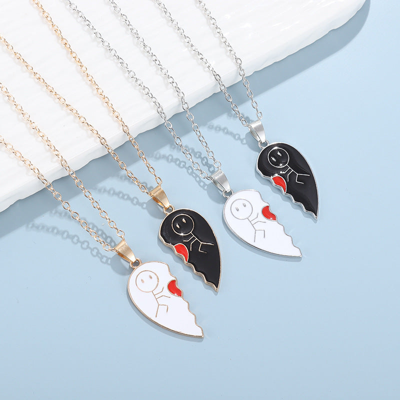 Love Couple Fashion Heart-shaped Magnetic Suction Necklace