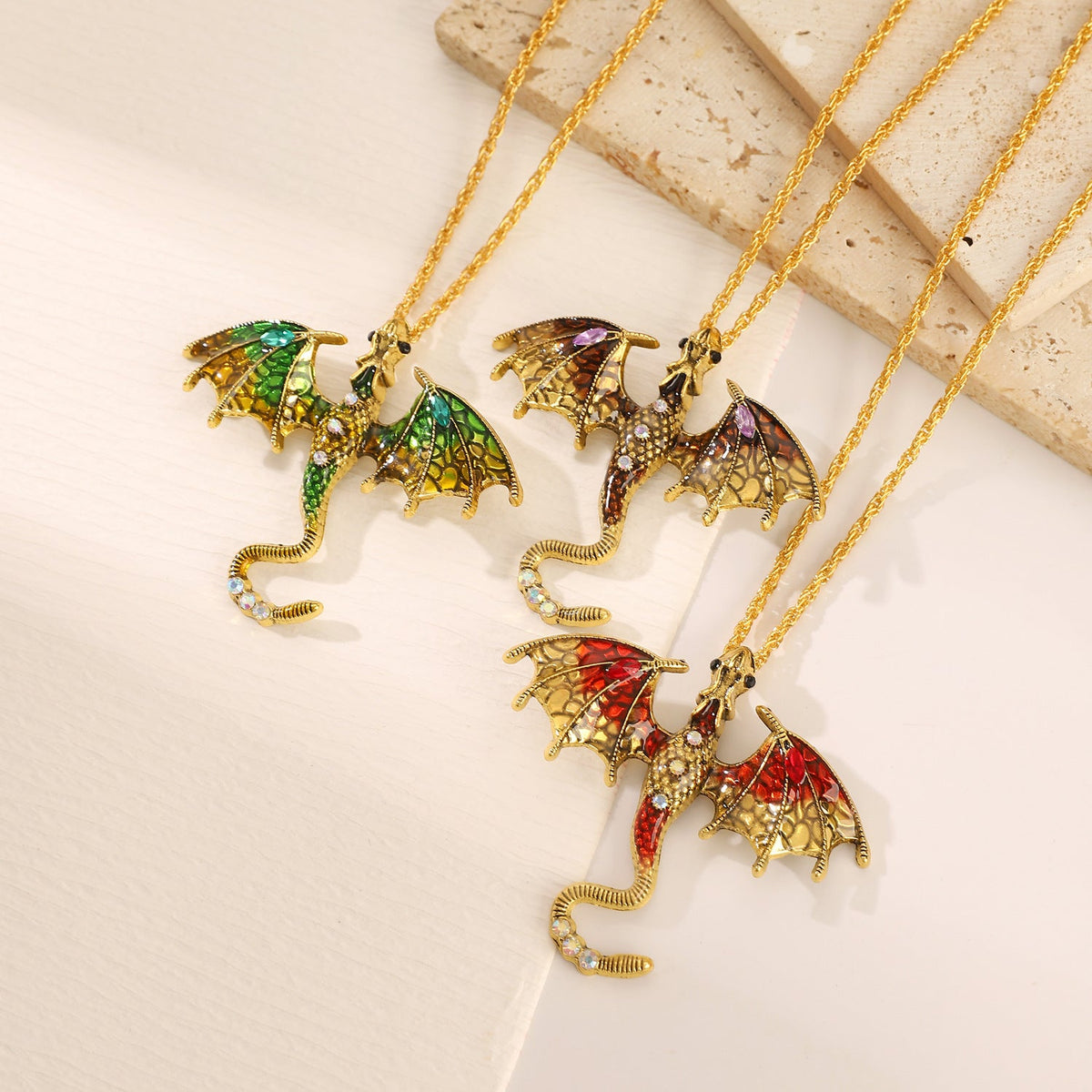 Cartoon Flying Dragon Female Niche Personality Enamel Color Diamond Inlaid Pendants