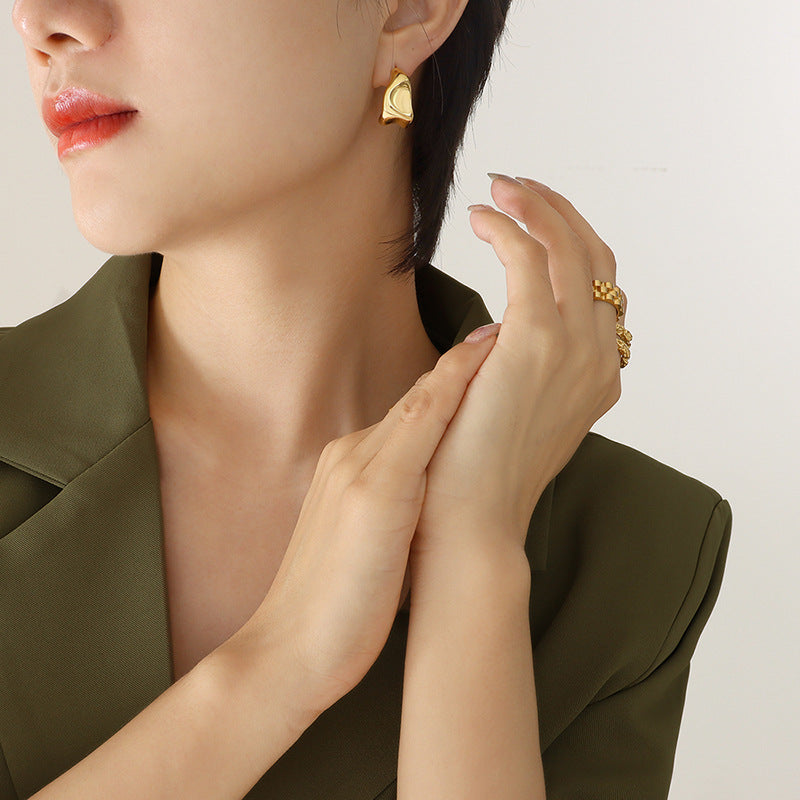 Fashion Irregular Dignified Sense Of Design Titanium Earrings