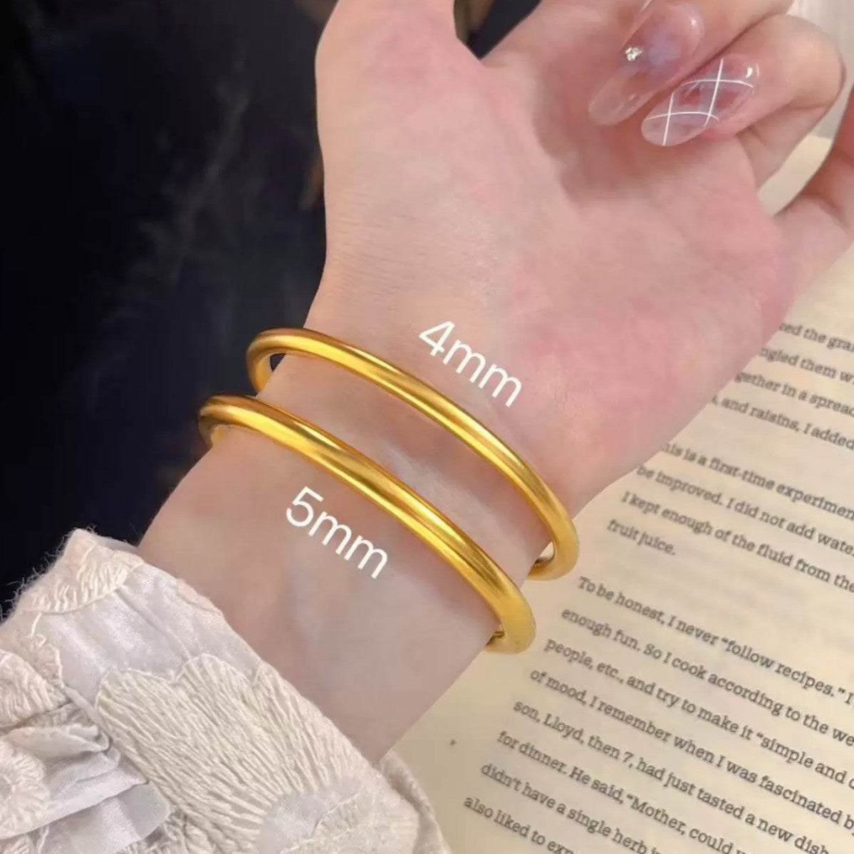 Gold Shop Solid Alluvial Heritage Frosted Simple Bracelet