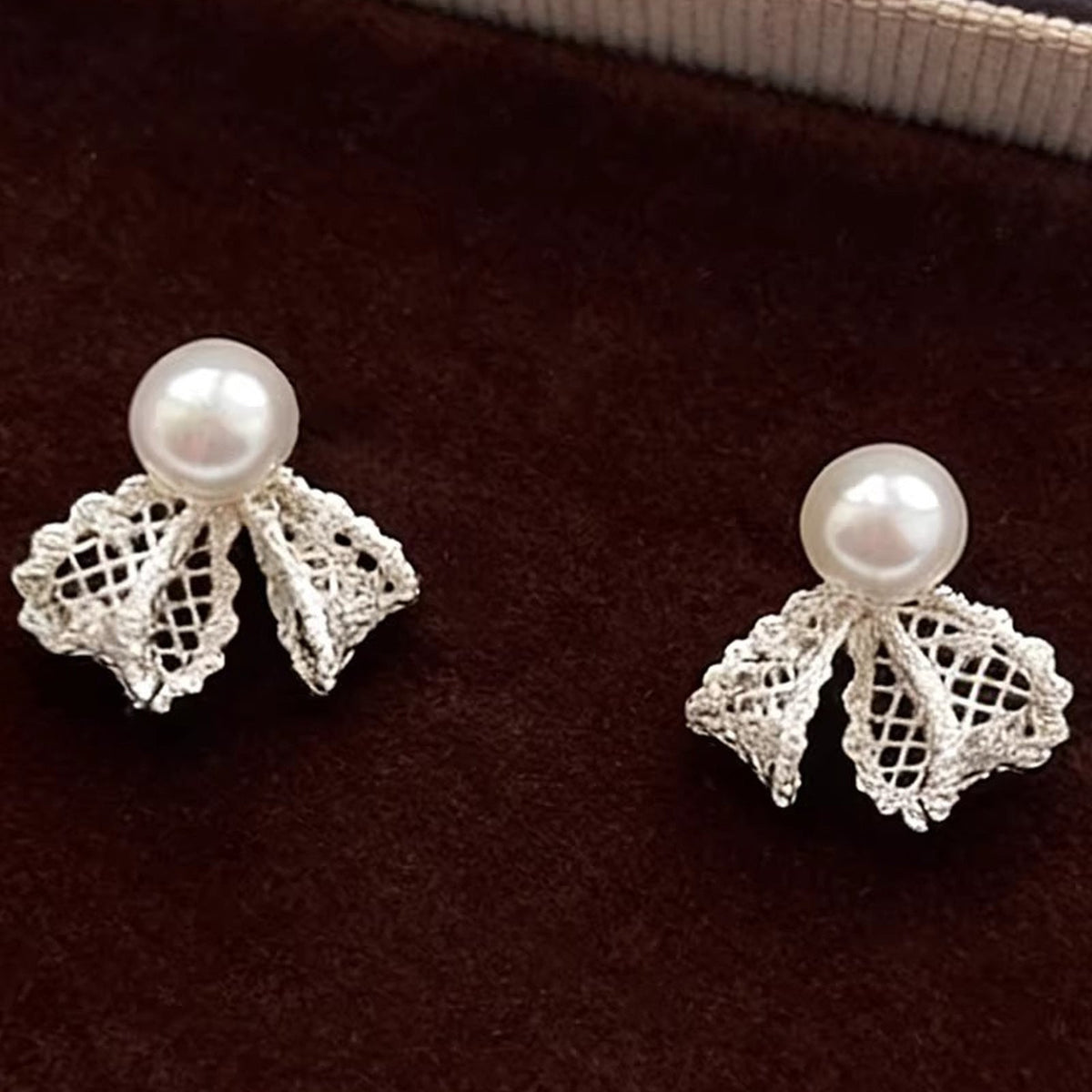 Gentle Lace Pearl Bow Niche Exquisite Fairy Style Light Earrings