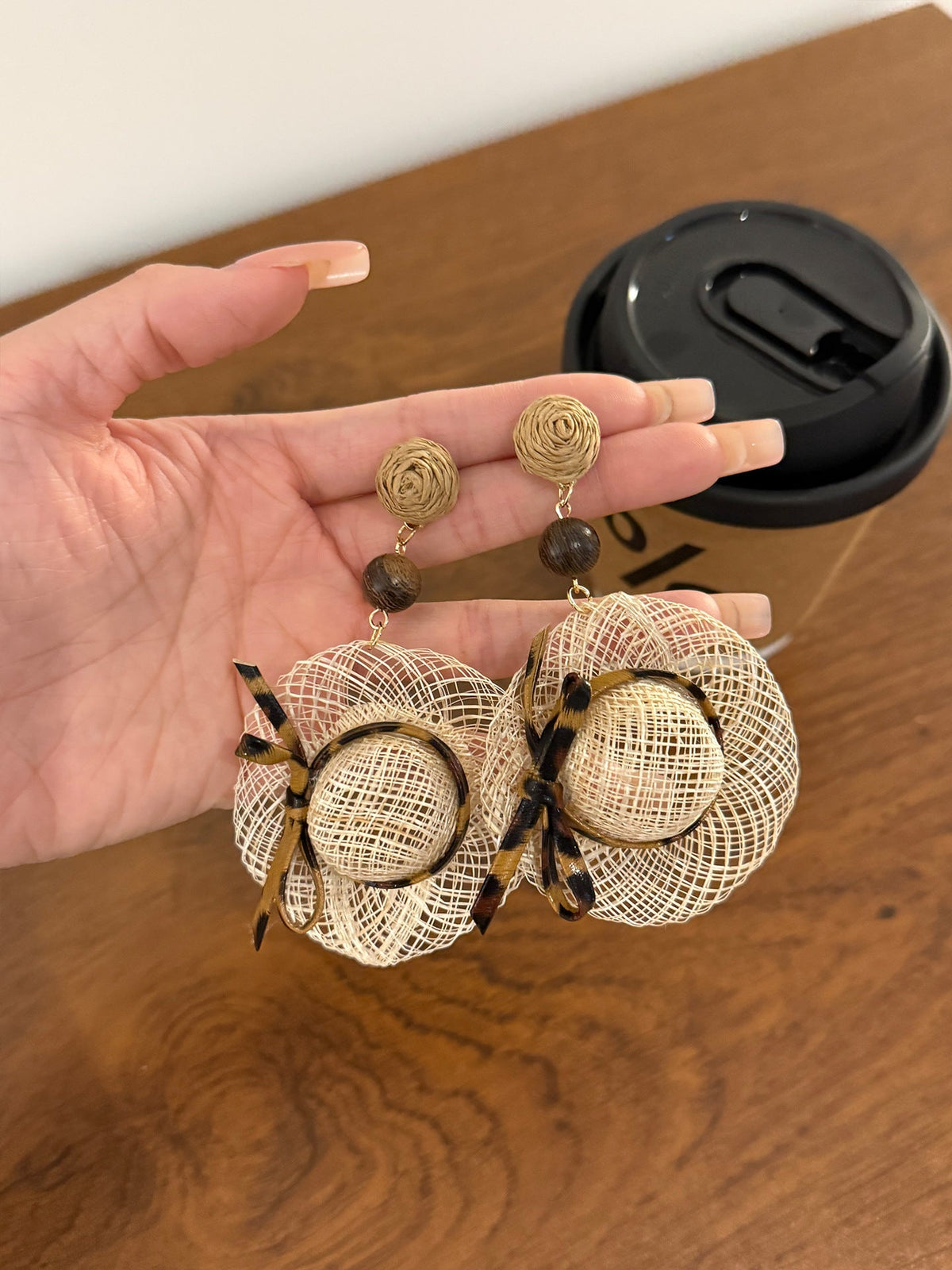 Women's Straw Hat Dopamine Drop Niche Design Earrings