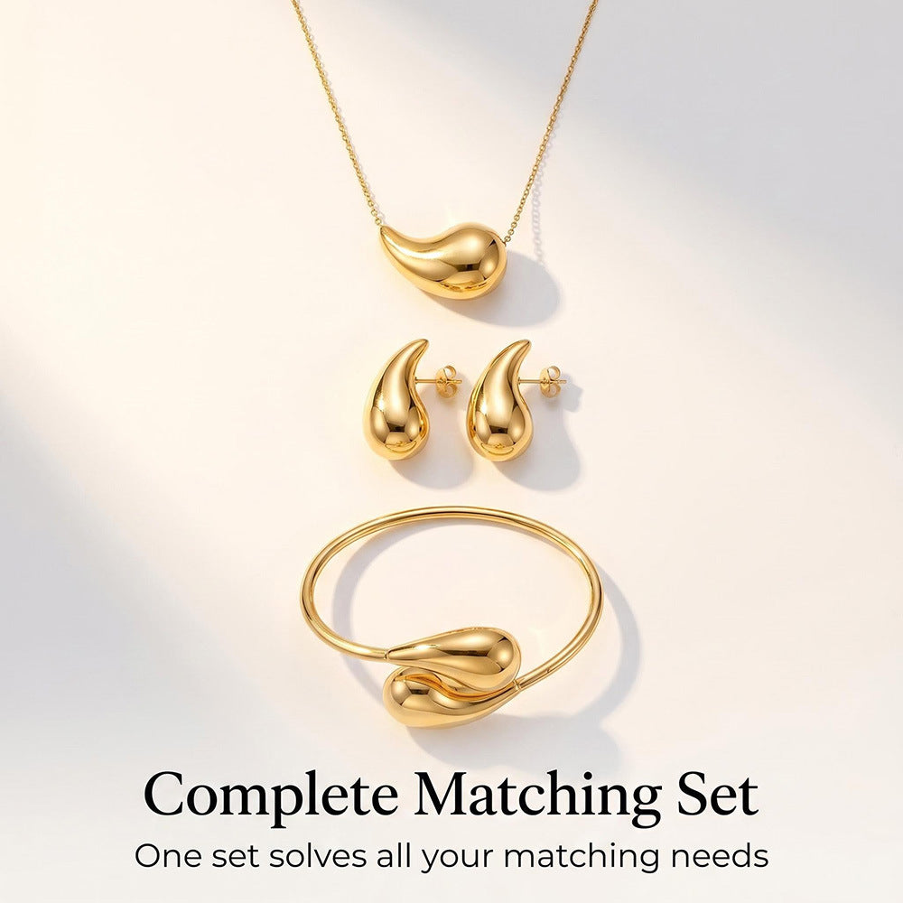 Advanced Design Gold Drop Elegant Titanium Rings