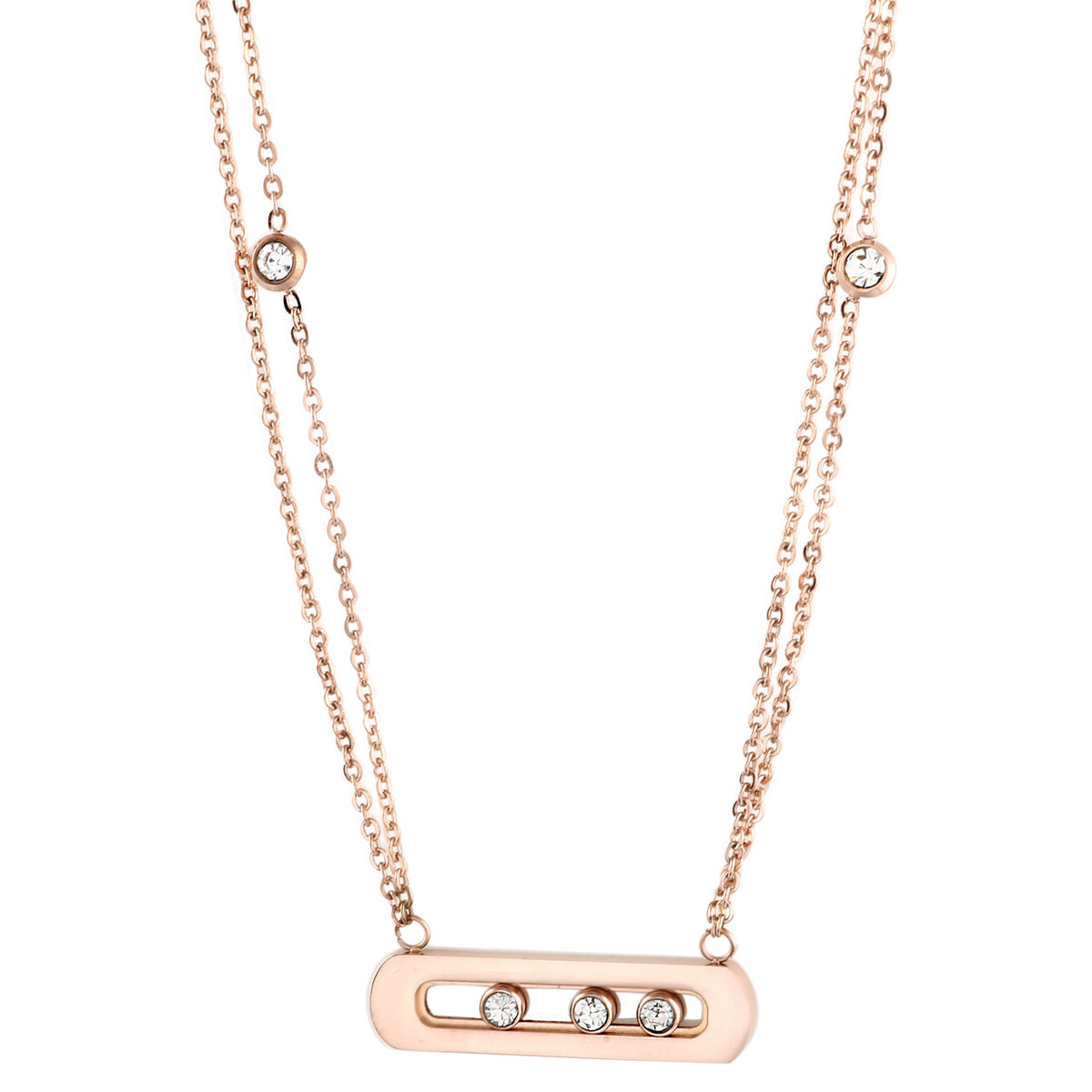 Stainless Steel Diamond Circle Moving Stone Holder Jewelry Set