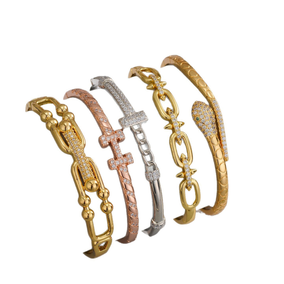 Women's Genuine Gold Electroplated Zircon Fashionable Simple Light Luxury Bracelet
