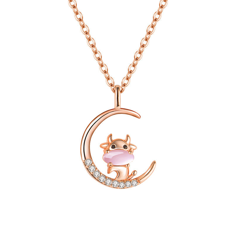 Women's Korean Style Ross Chinese Zodiac Rose Gold Pendant