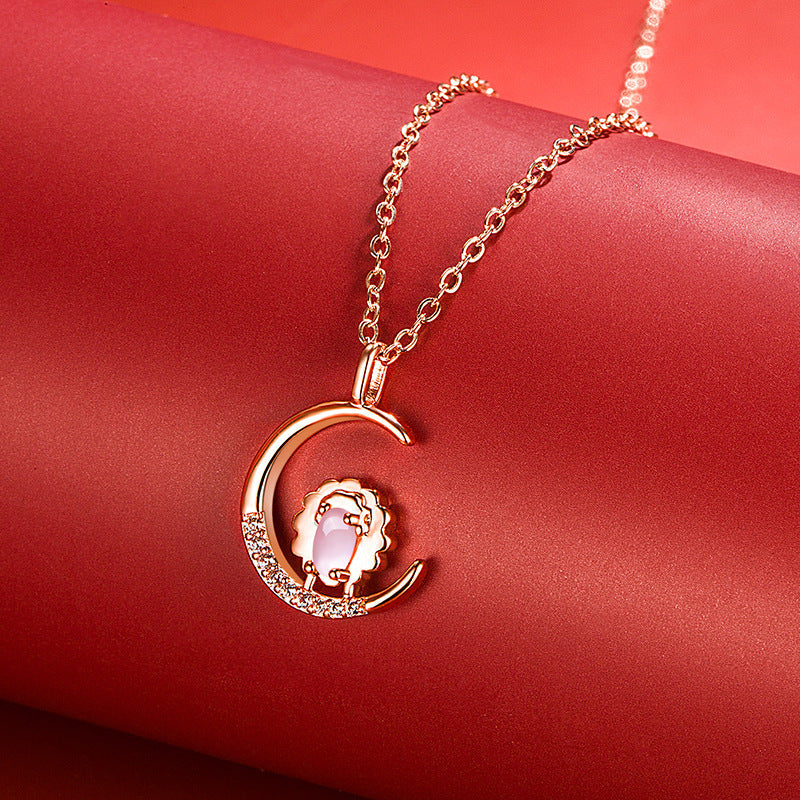 Women's Korean Style Ross Chinese Zodiac Rose Gold Pendant
