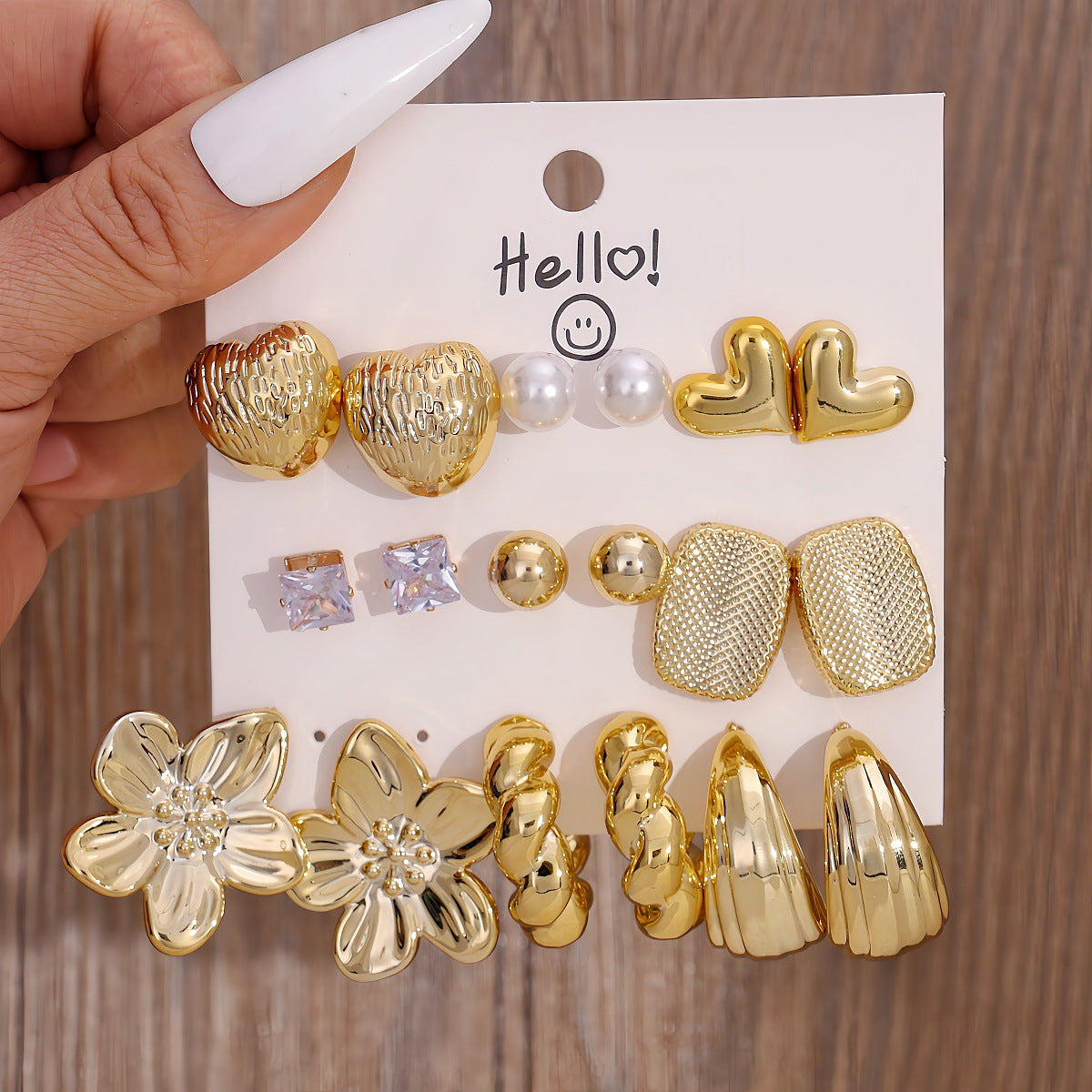 Pairs Storage Combination Versatile Geometric Frosty Earrings