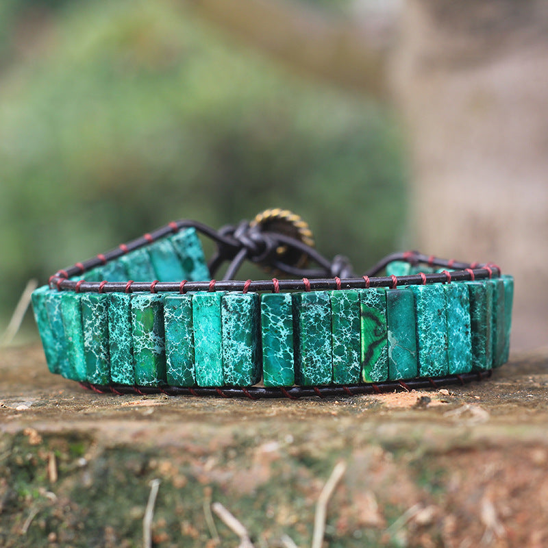 Bohemian Style Natural Stone Lan Di Royal Vintage Hand-woven Bracelet