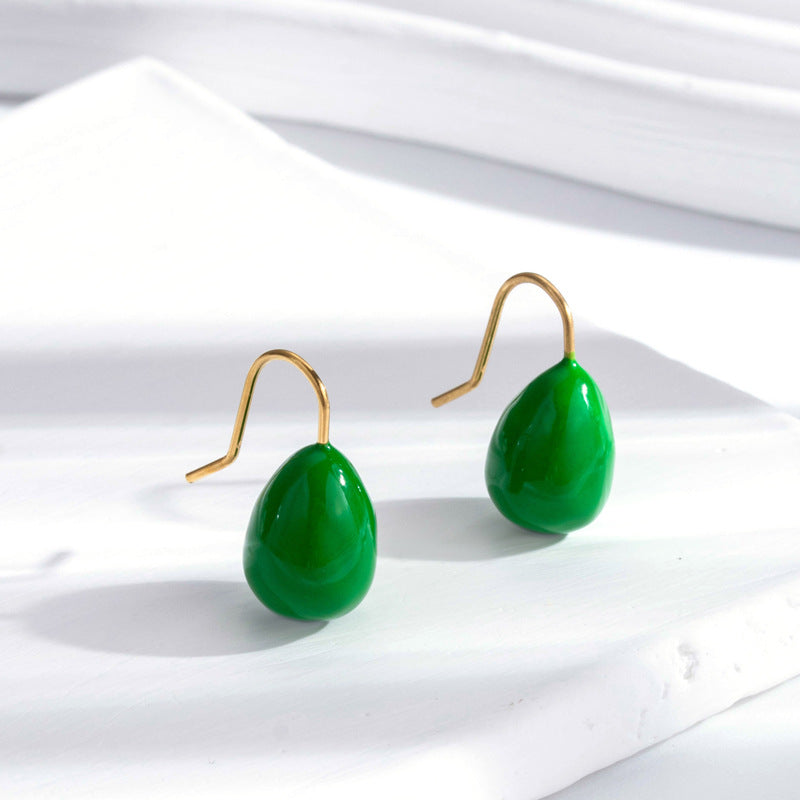 Temperament Candy Color Stainless Simple Exquisite Earrings