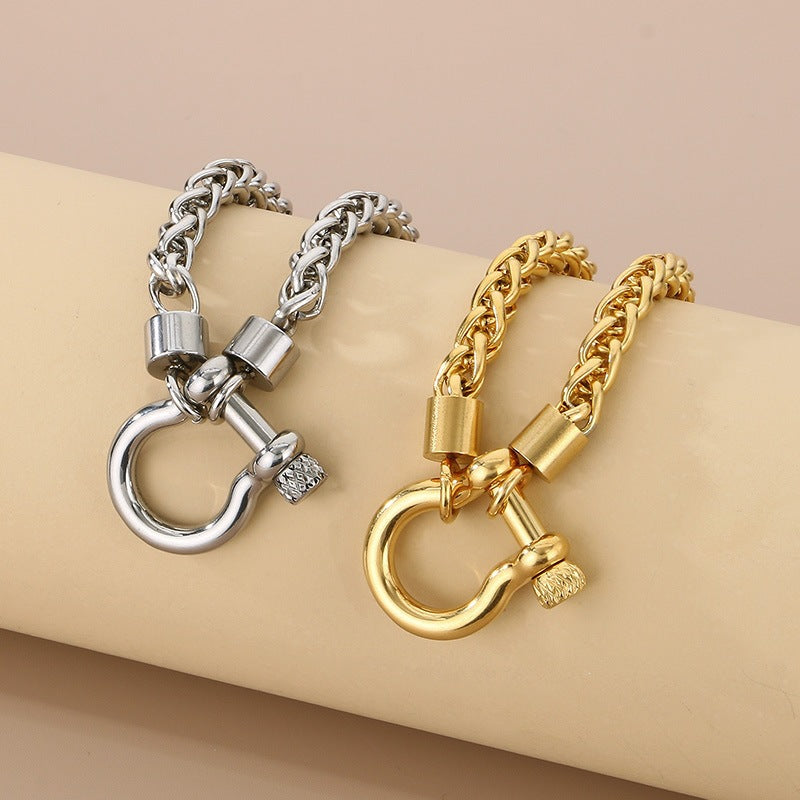 Women's Trendy Vachette Clasp Keel Chain Stainless Necklaces