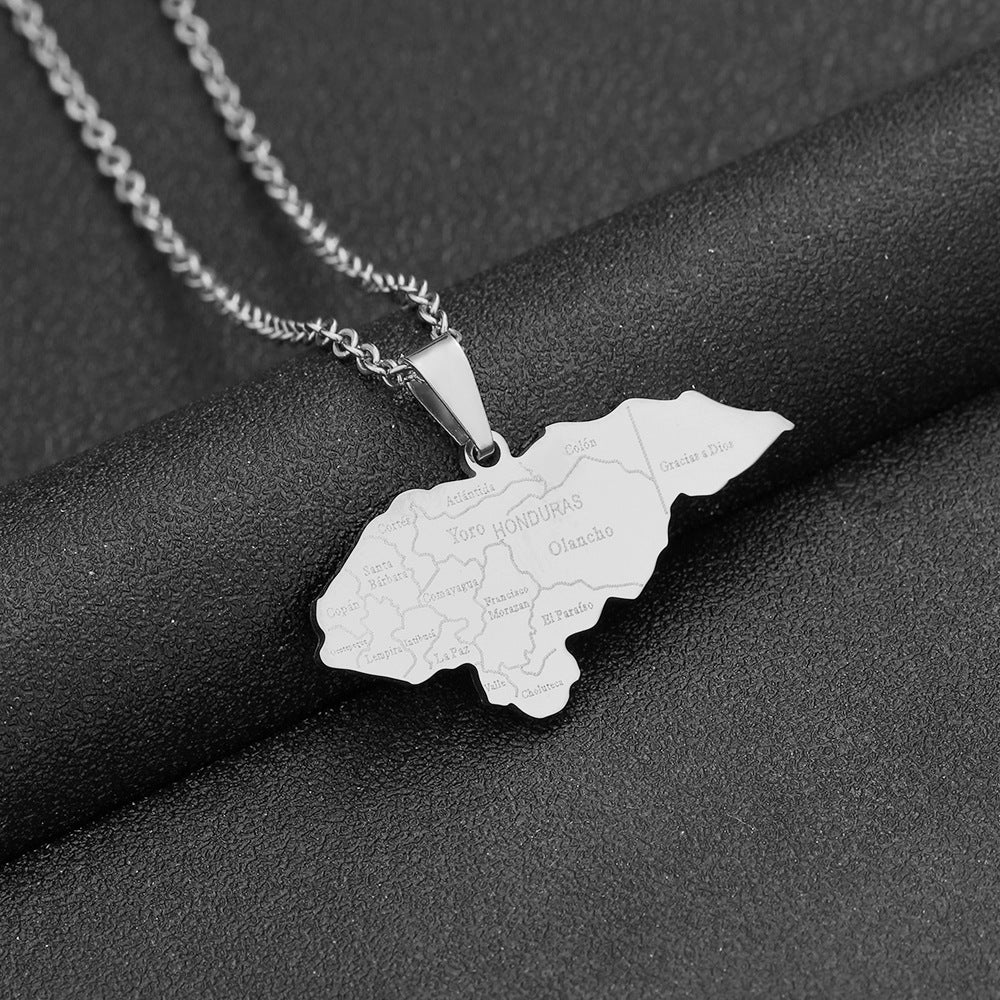 Stainless Steel Honduras Map City Couple National Style Pendants