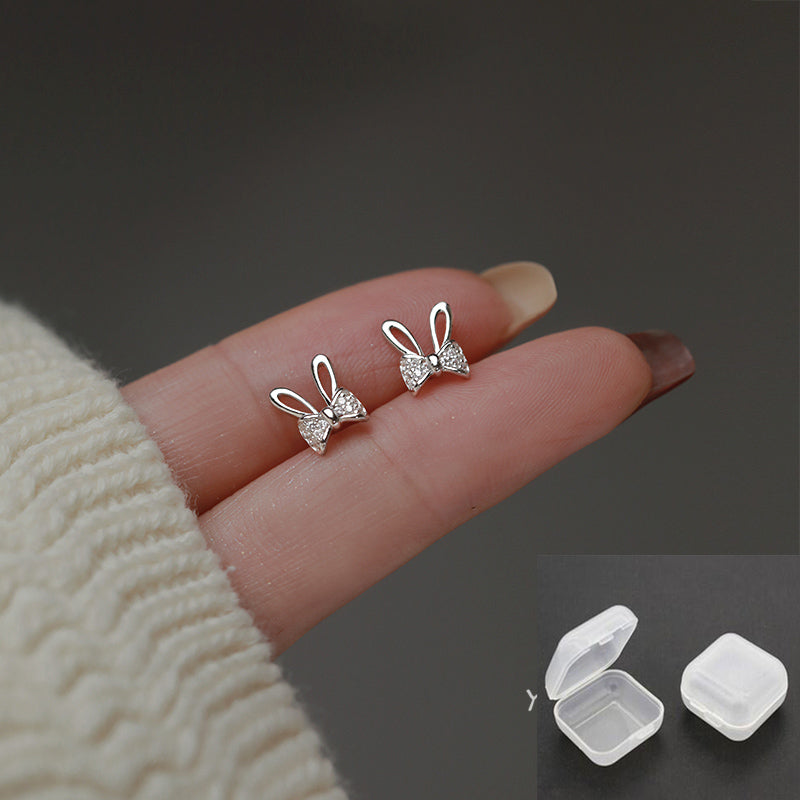 Women's Rabbit Small Exquisite Cute Bow Zircon Earrings