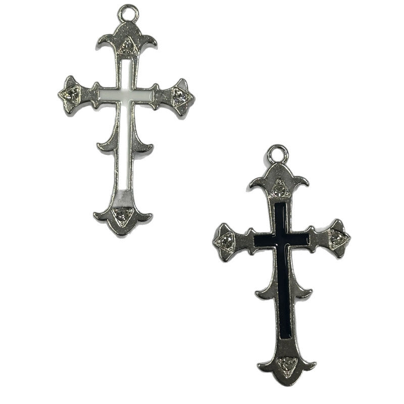 Graceful Oil Dripping Alloy Cross Jeweled Pendant