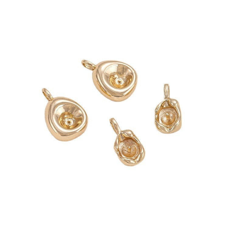 Retaining Bag Gold Pearl Holder Golden Bean Pea Doll Eardrop Pendant