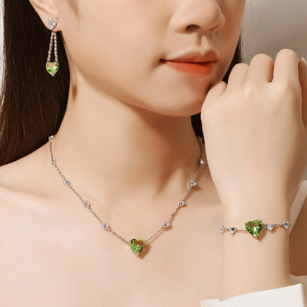 Heart Cool Mint Green Lovely Light Luxury Exquisite Rings