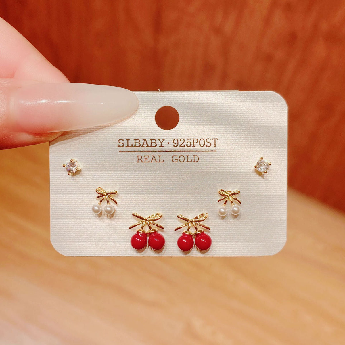 Horse Angola Red Female Cherry Camellia Stud Earrings