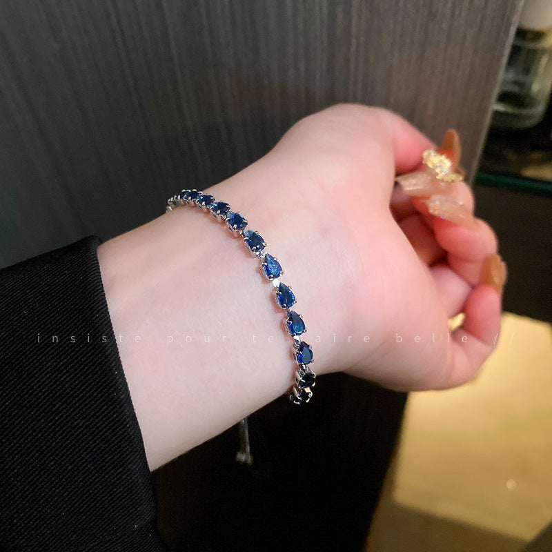 Women's Blue Water Drop Zircon Graceful Personality Fashion Bracelets