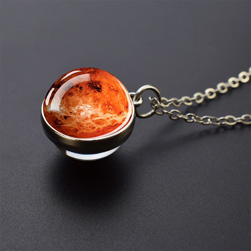 System Galaxy Nebula Double-sided Time Stone Necklace