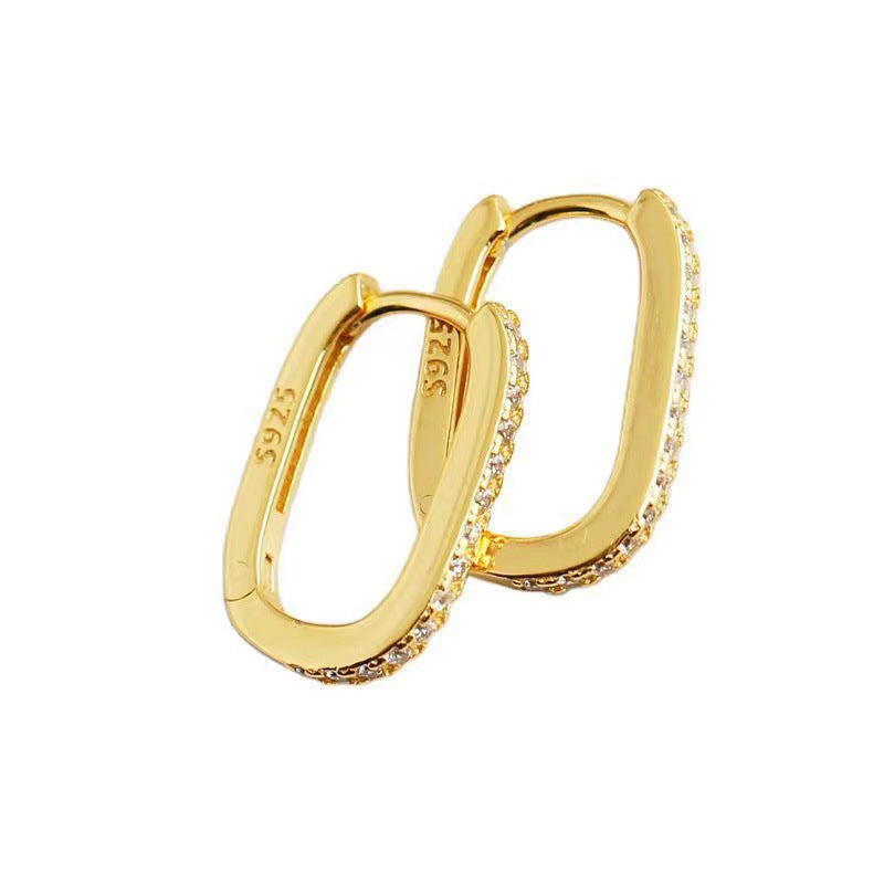 Diamond Plated Sier Ear Clip Korean Earrings