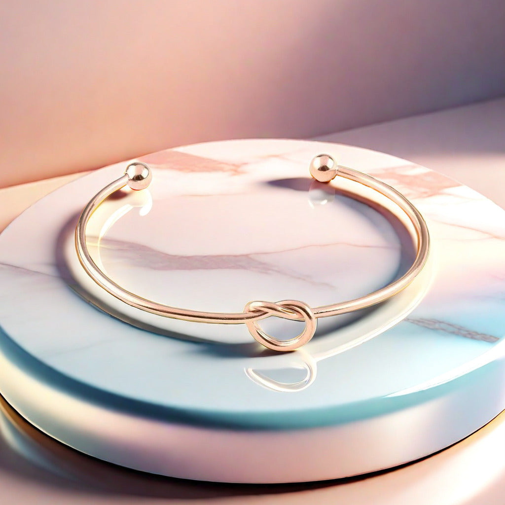 Steel Fashion Simple Heart-shaped Knotted Opening Bracelets