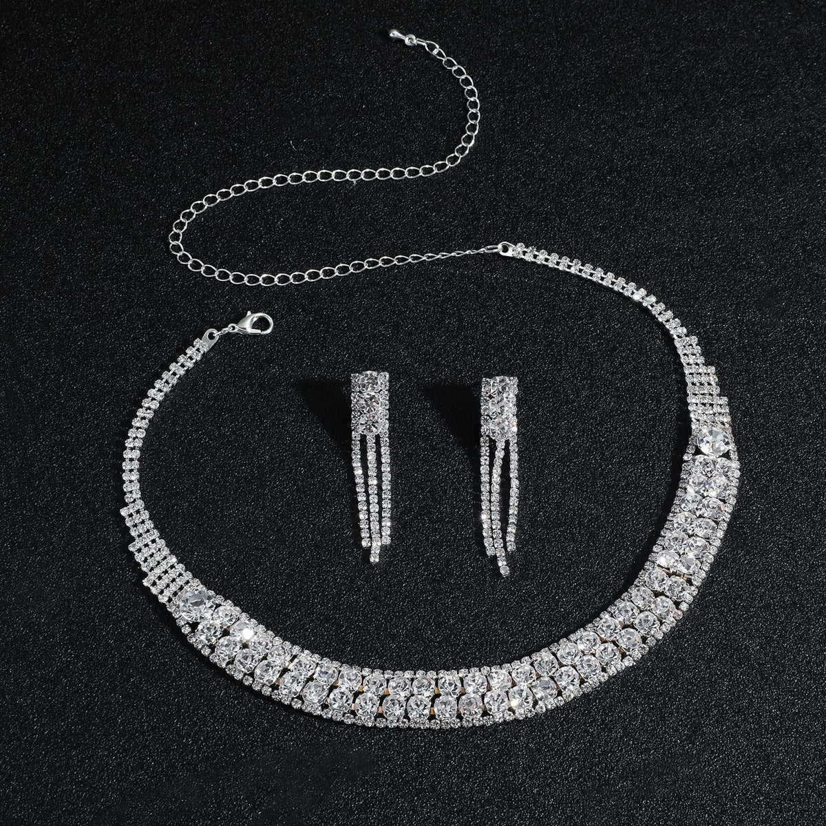 Luxury Super Flash Rhinestone Suite Bridal Jewelry Set