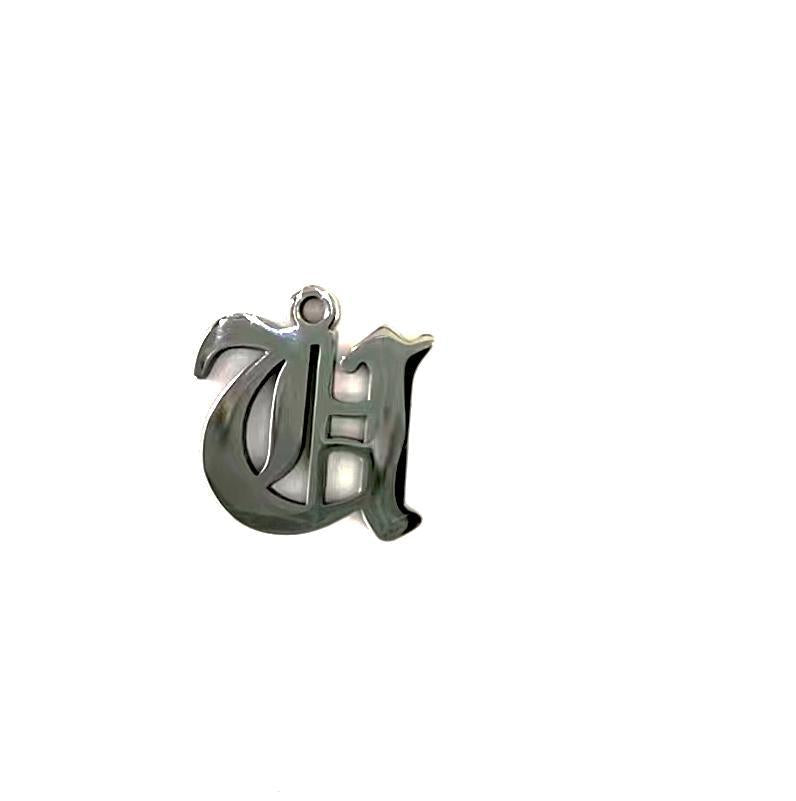 Titanium Steel Retro Alphabet Outer Hole Round Artistic Pendant