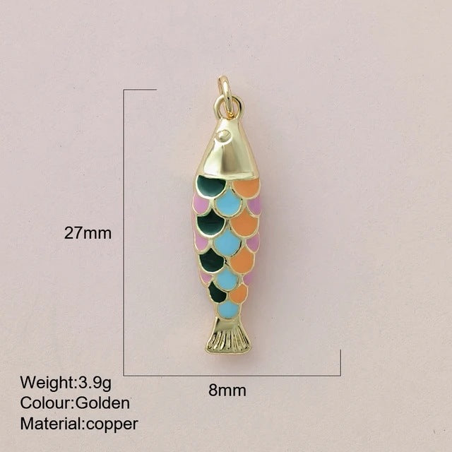 Color Enamel Fish Copper Drop Oil Pendant