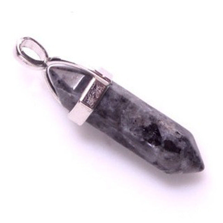 Stone Crystal Agate Bullet Hexagon Prism Pendant