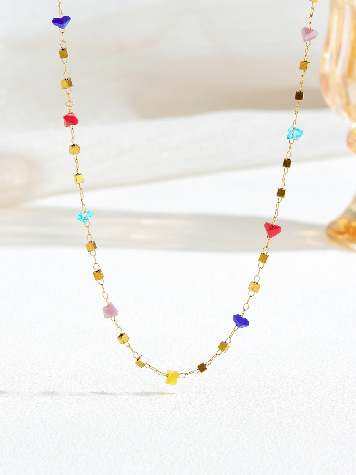 Women's High-grade Stainless Steel Inlaid Zircon Square Necklaces