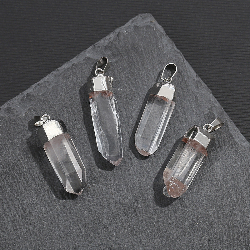 Natural Stone White Crystal Irregular Electroplating Pendant