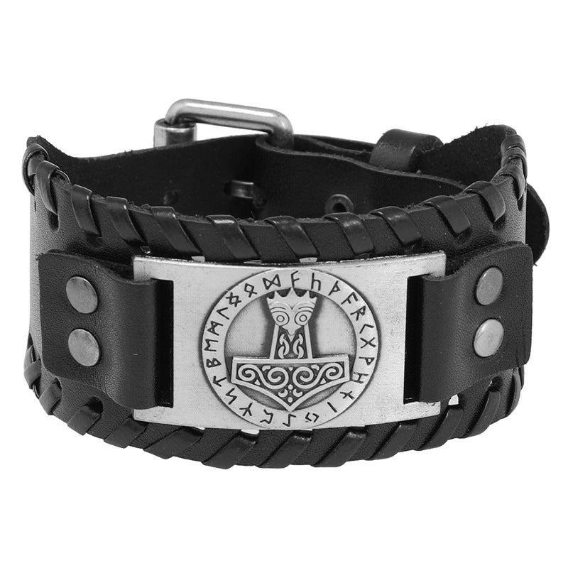 Weave Impactor Cattle Leather Simple Viking Bracelet