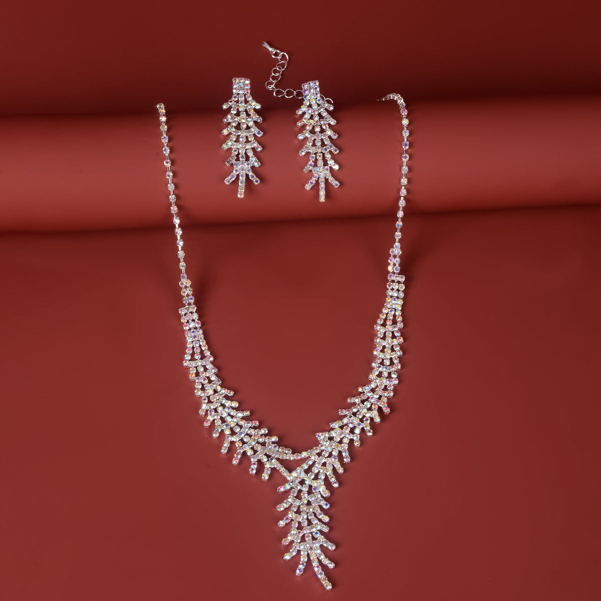 Women's Rhinestone Feather Suit Fashion Wedding Jewelry Set