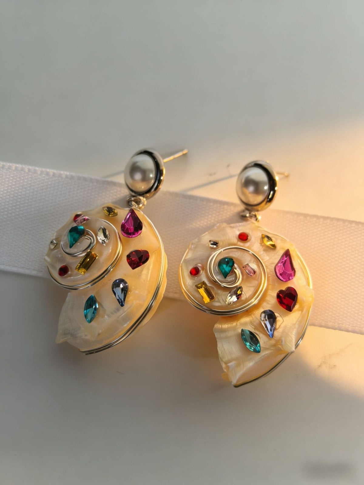 Ocean Style Natural Shell Conch Long Earrings