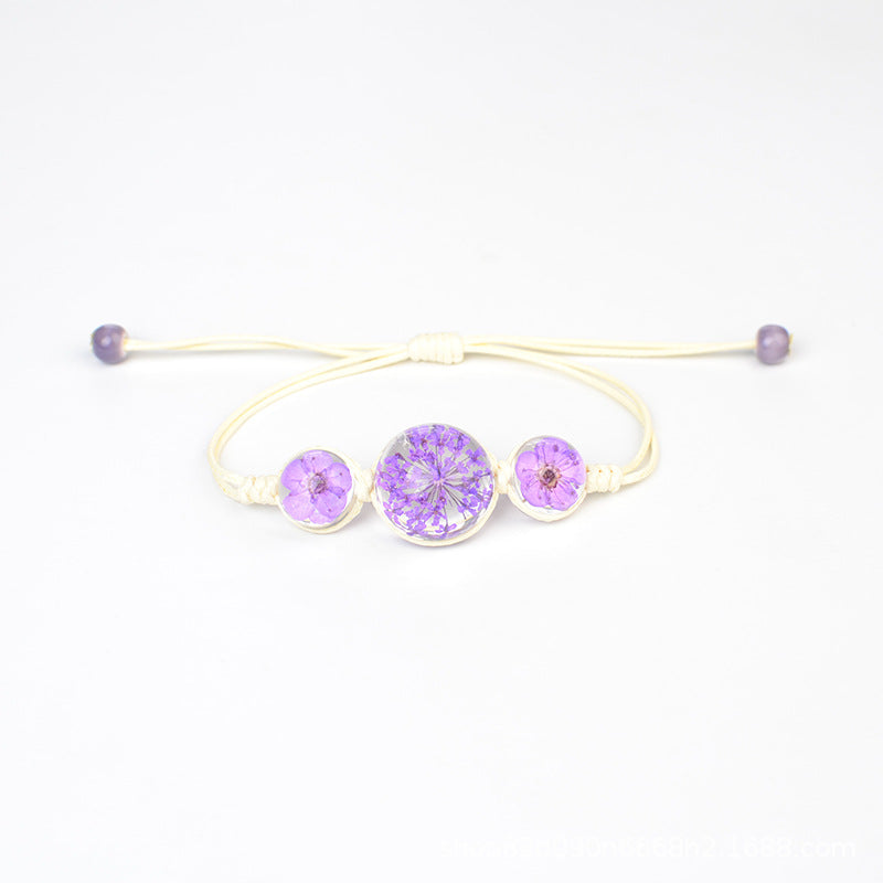 Women's Stone Preserved Fresh Glass Ball Hand-woven Carrying Bracelet