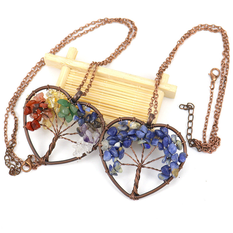 Copper Wire Winding Crystal Gravel Lucky Necklaces