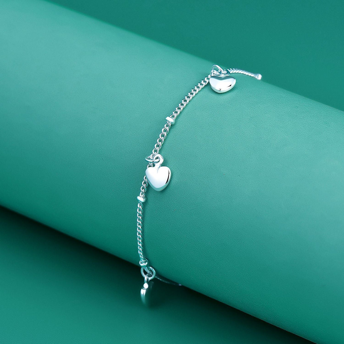 Women's Sier-plated Hand Creative Fashion Heart-to-heart Rhinestone Bracelets