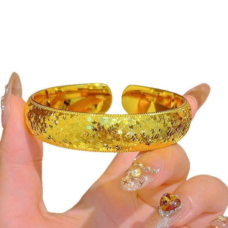 Gold Flash Mush Ice Wide Tire Female Light Luxury Bracelet