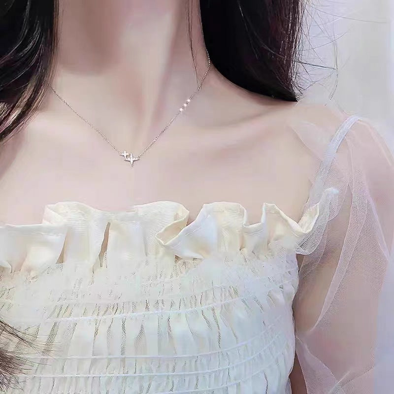 Four Stars Female Light Luxury Minority Design Sense Clavicle Chain Necklace