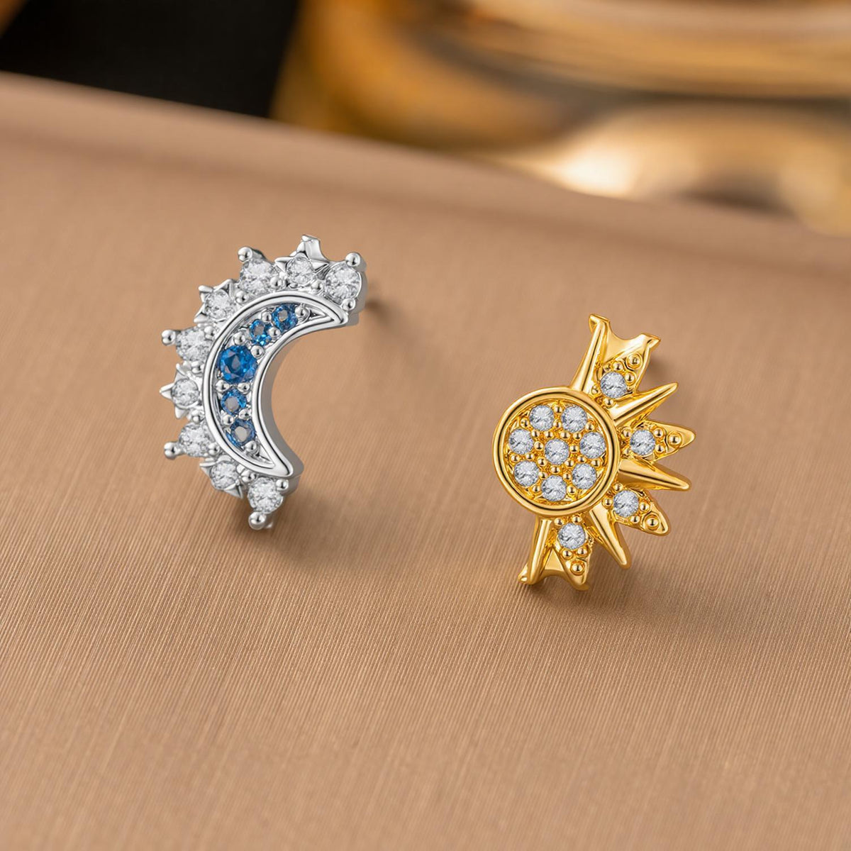 Personality Retro Design Sun Moon Twin Female Diamond Rings