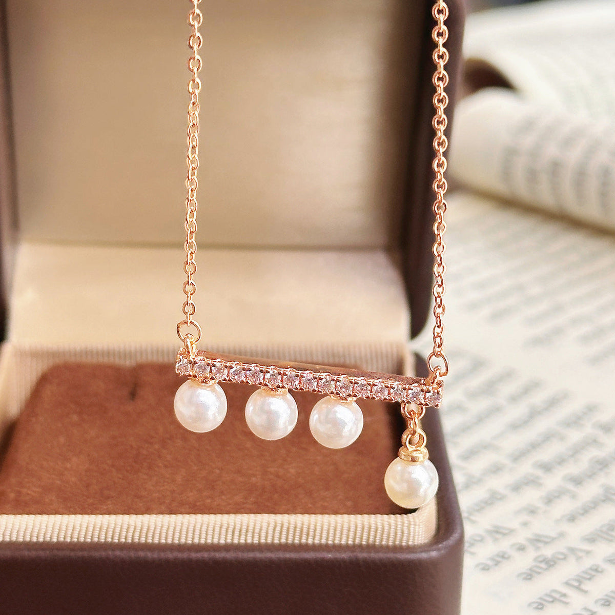 Fairy Balance Beam Pearl Plated Female Light Luxury Minority Elegant Jewelry Set