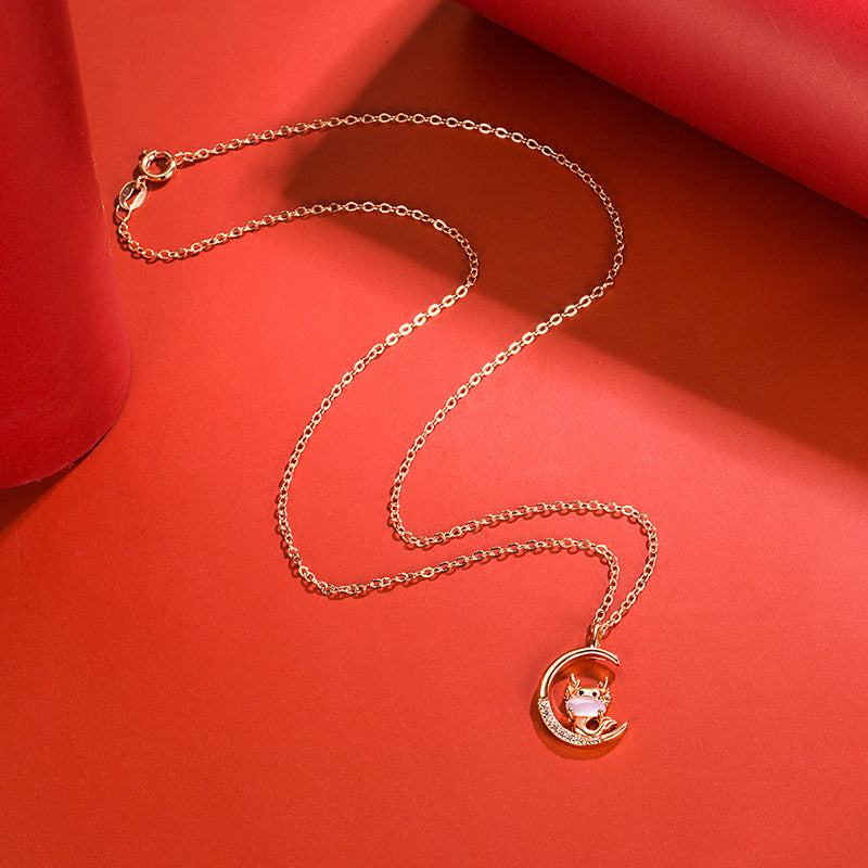 Women's Korean Style Ross Chinese Zodiac Rose Gold Pendant