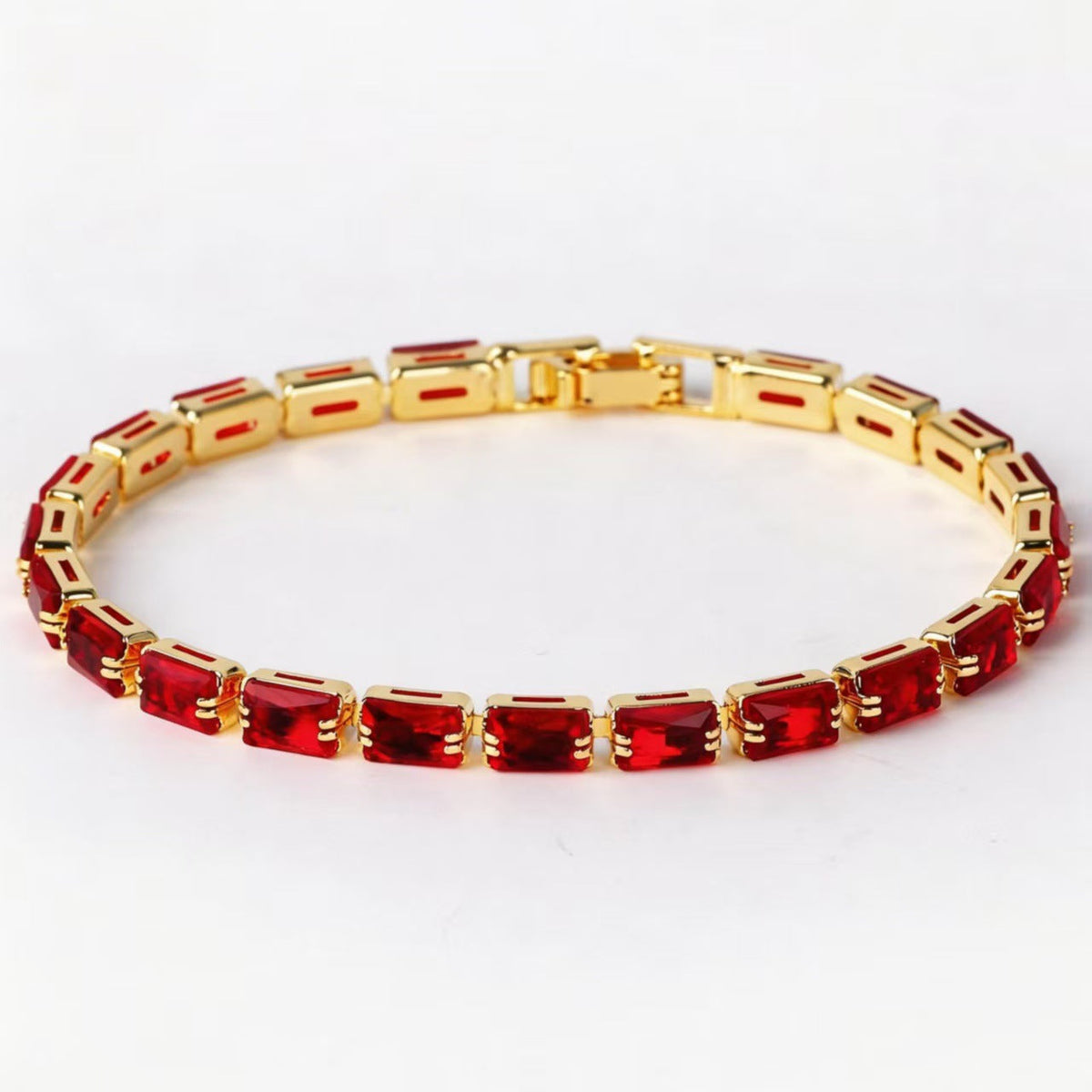 Women's Minority Copper Rectangular Korean Diamond Crystal Color Fashion Zircon Bracelet