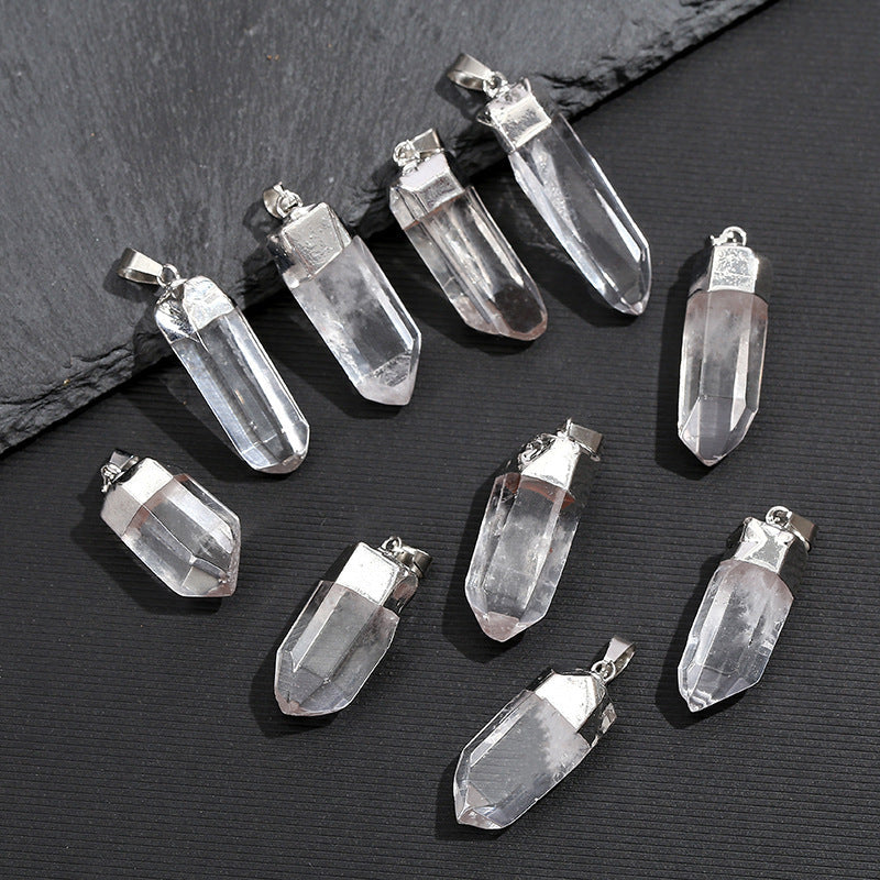 Natural Stone White Crystal Irregular Electroplating Pendant