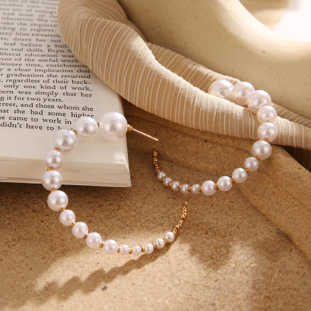 Charming Trendy Irregular Geometric Pearl Eardrop Earrings