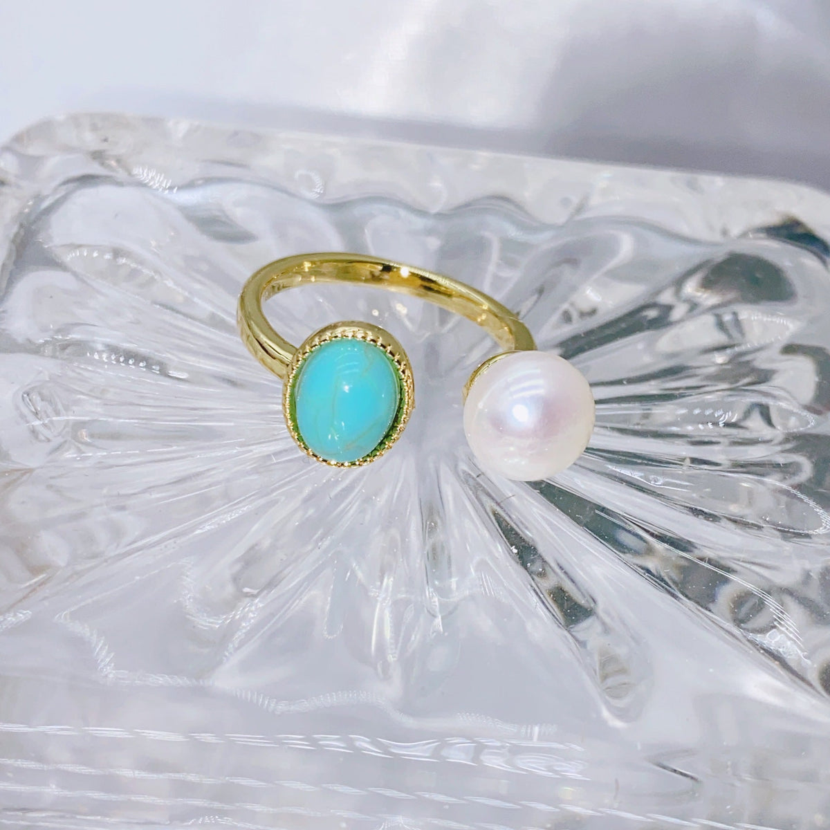 Hepburn Style Turquoise Natural Freshwater Pearl Jewelry Set