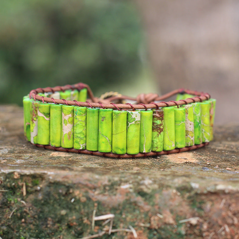 Bohemian Style Natural Stone Lan Di Royal Vintage Hand-woven Bracelet