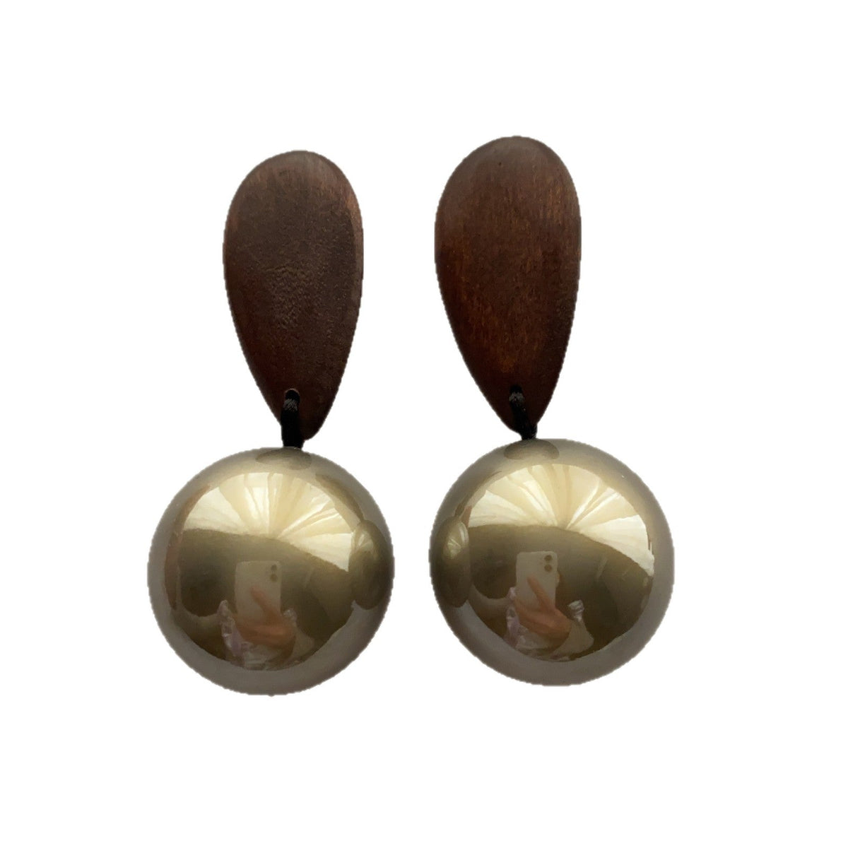 Wooden Water Drop Elegant Exquisite Light Luxury Atmosphere Stud Earrings