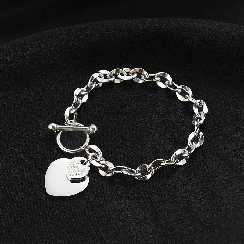 Women's Minority Design Rose Gold Titanium Steel Graceful Heart Love Bracelet